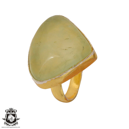 Size 6.5 - Size 8 Ring Prehnite 24K Gold Plated Ring GPR828