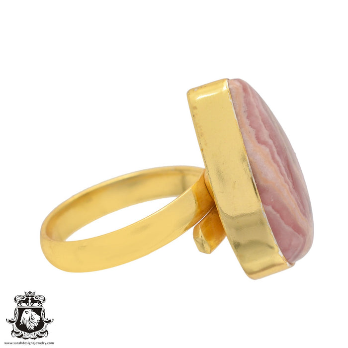 Size 8.5 - Size 10 Ring Rhodochrosite 24K Gold Plated Ring GPR844
