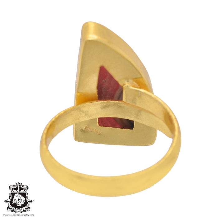 Size 10.5 - Size 12 Ring Rhodochrosite 24K Gold Plated Ring GPR848