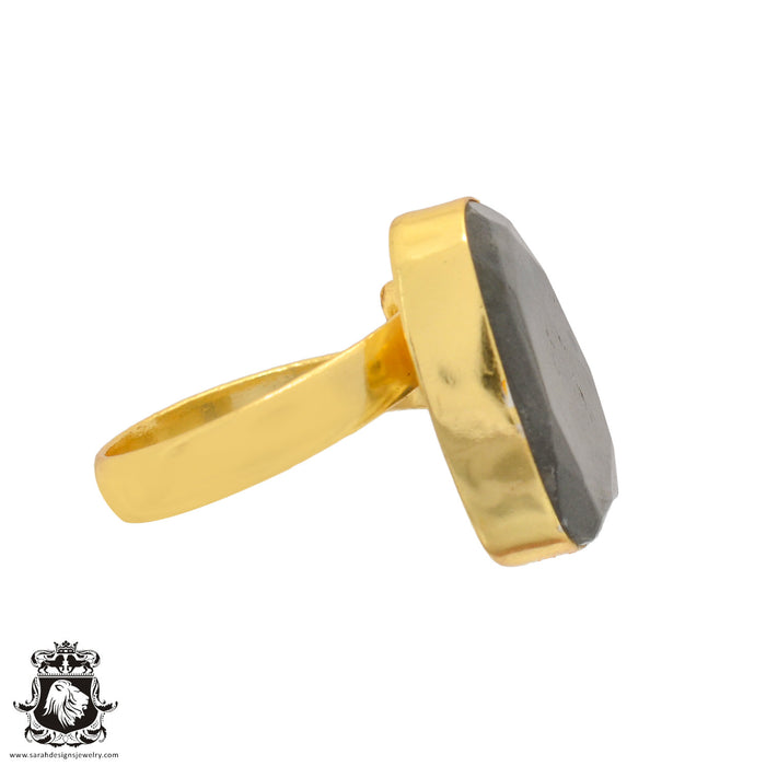 Size 8.5 - Size 10 Ring Labradorite 24K Gold Plated Ring GPR904