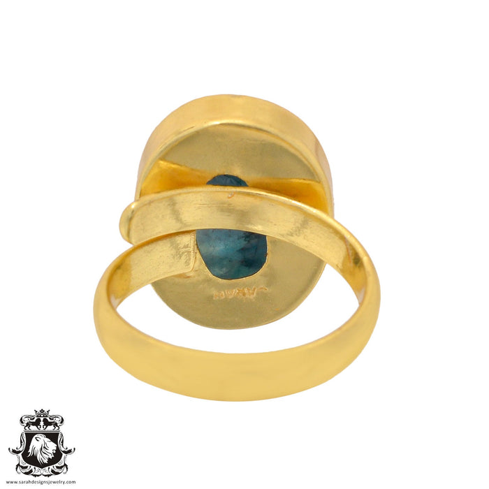 Size 6.5 - Size 8 Ring Garnierite Green Moonstone 24K Gold Plated Ring GPR920