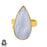 Size 7.5 - Size 9 Adjustable Blue Lace Agate 24K Gold Plated Ring GPR932