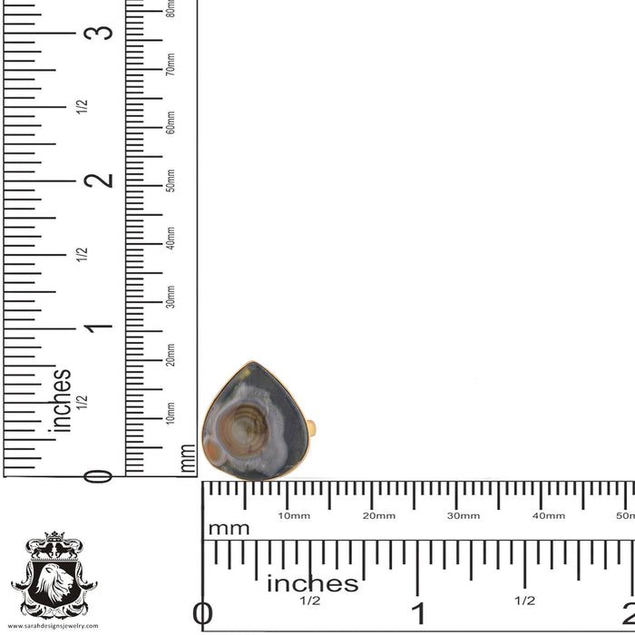 Size 9.5 - Size 11 Ring Rainforest Jasper Rhyolite 24K Gold Plated Ring GPR1031