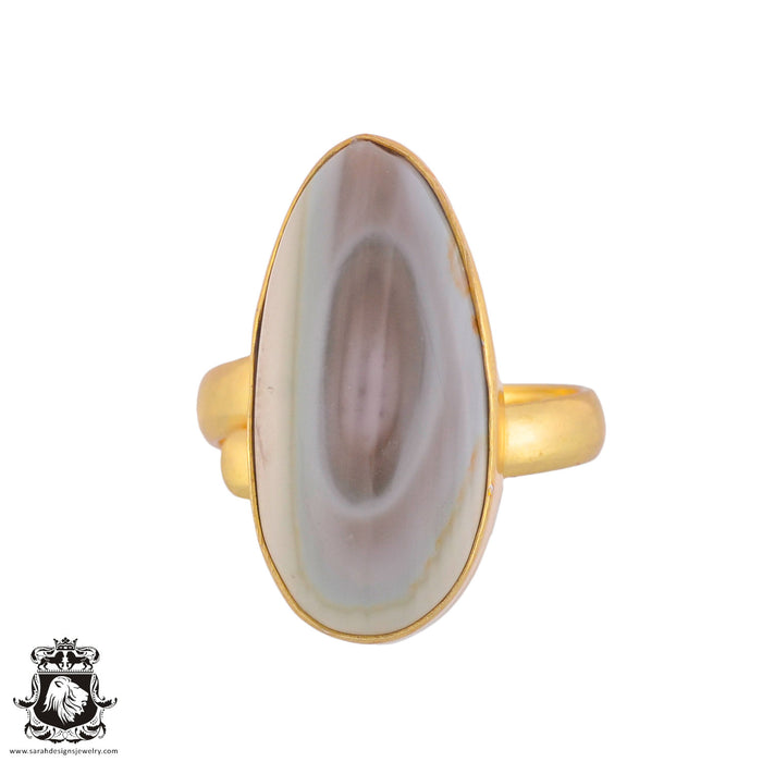 Size 7.5 - Size 9 Adjustable Imperial Jasper 24K Gold Plated Ring GPR1042
