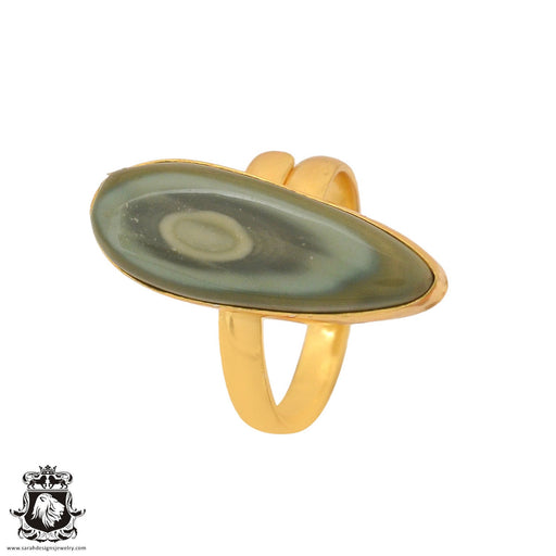Size 10.5 - Size 12 Ring Imperial Jasper 24K Gold Plated Ring GPR1043