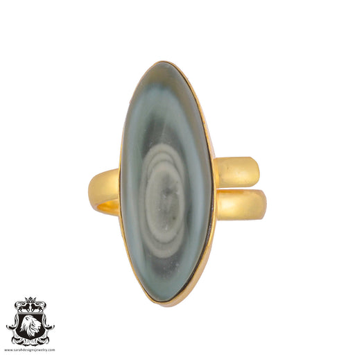 Size 9.5 - Size 11 Ring Imperial Jasper 24K Gold Plated Ring GPR1045