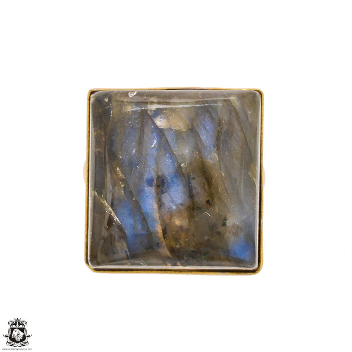 Size 9.5 - Size 11 Ring Blue Labradorite 24K Gold Plated Ring GPR1247