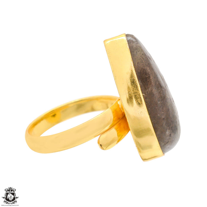 Size 10.5 - Size 12 Ring Purple Labradorite 24K Gold Plated Ring GPR1257