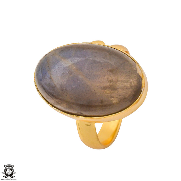 Size 9.5 - Size 11 Ring Purple Labradorite 24K Gold Plated Ring GPR1263