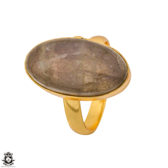 Size 9.5 - Size 11 Ring Purple Labradorite 24K Gold Plated Ring GPR1264