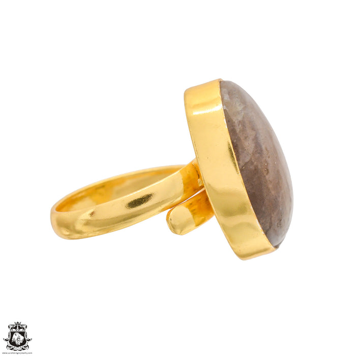 Size 9.5 - Size 11 Ring Purple Labradorite 24K Gold Plated Ring GPR1268