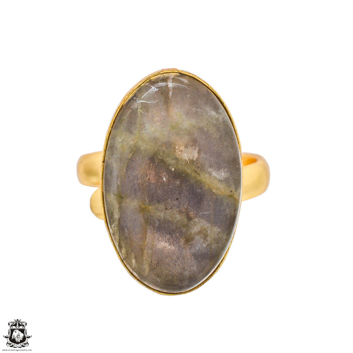 Size 7.5 - Size 9 Ring Purple Labradorite 24K Gold Plated Ring GPR1287