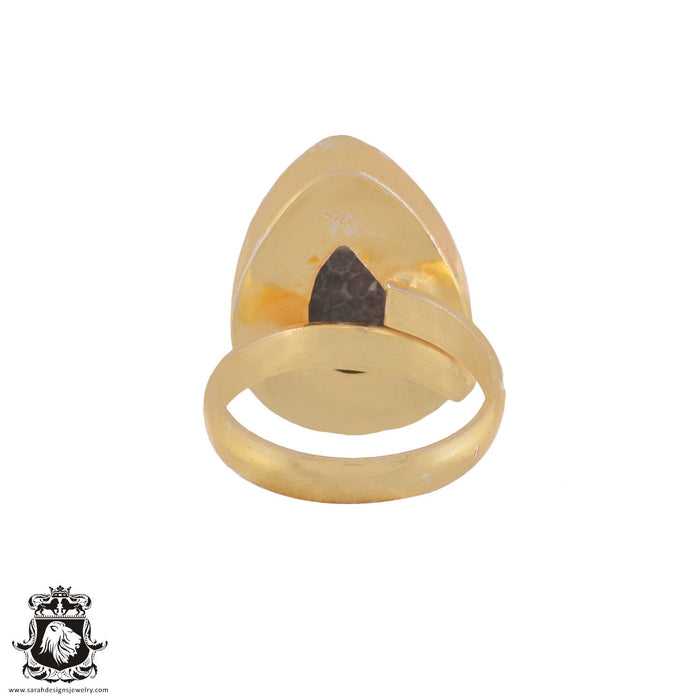Size 6.5 - Size 8 Ring Stingray Coral 24K Gold Plated Ring GPR965