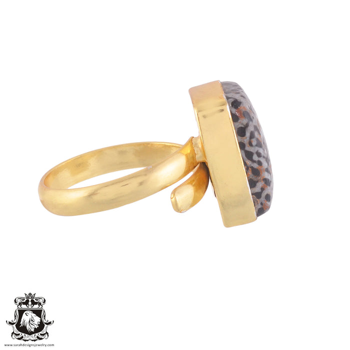 Size 10.5 - Size 12 Ring Stingray Coral 24K Gold Plated Ring GPR969
