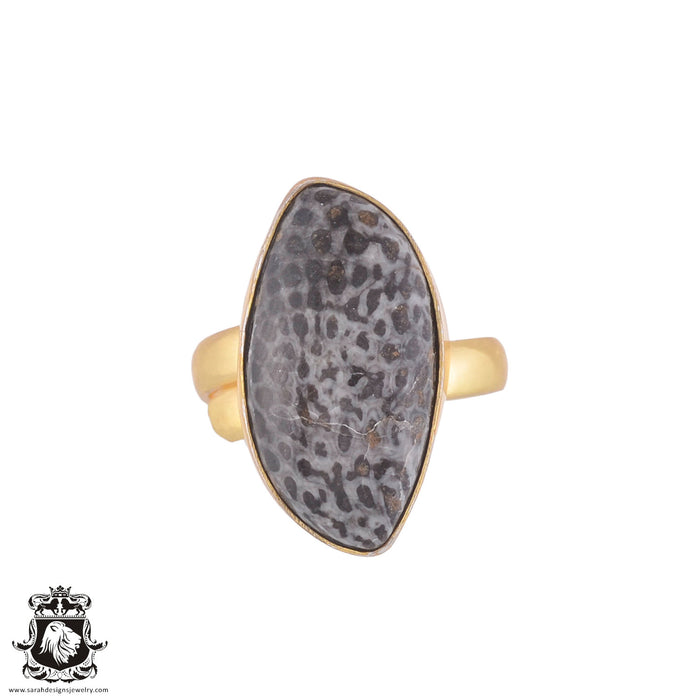 Size 7.5 - Size 9 Ring Stingray Coral 24K Gold Plated Ring GPR971