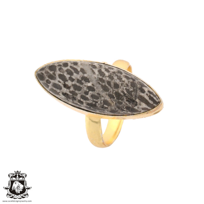 Size 8.5 - Size 10 Adjustable Stingray Coral 24K Gold Plated Ring GPR972