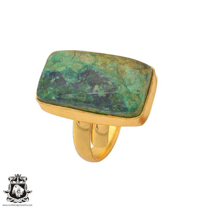 Size 9.5 - Size 11 Adjustable Shattuckite 24K Gold Plated Ring GPR1077