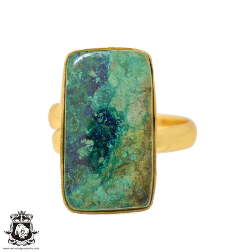 Size 9.5 - Size 11 Adjustable Shattuckite 24K Gold Plated Ring GPR1077