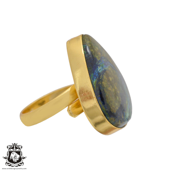 Size 8.5 - Size 10 Ring Shattuckite 24K Gold Plated Ring GPR1083
