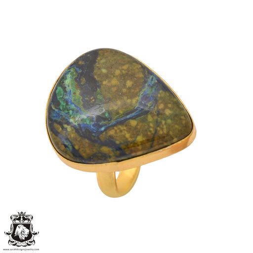 Size 8.5 - Size 10 Ring Shattuckite 24K Gold Plated Ring GPR1083