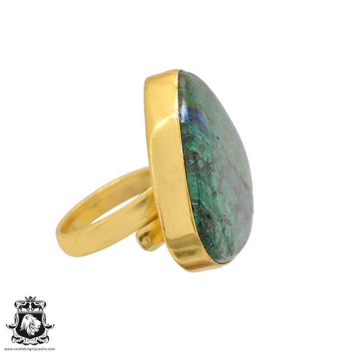 Size 7.5 - Size 9 Ring Shattuckite 24K Gold Plated Ring GPR1084