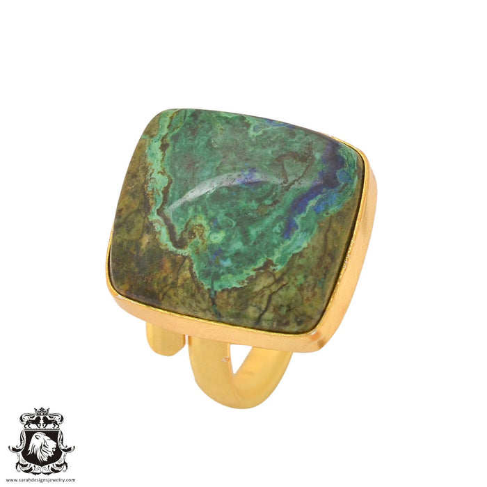 Size 9.5 - Size 11 Ring Shattuckite 24K Gold Plated Ring GPR1092