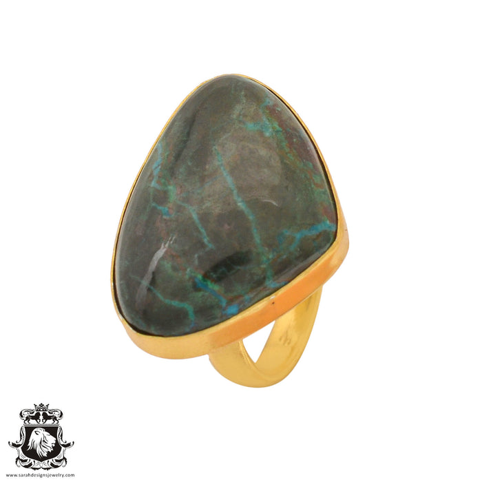 Size 6.5 - Size 8 Ring Shattuckite 24K Gold Plated Ring GPR1094