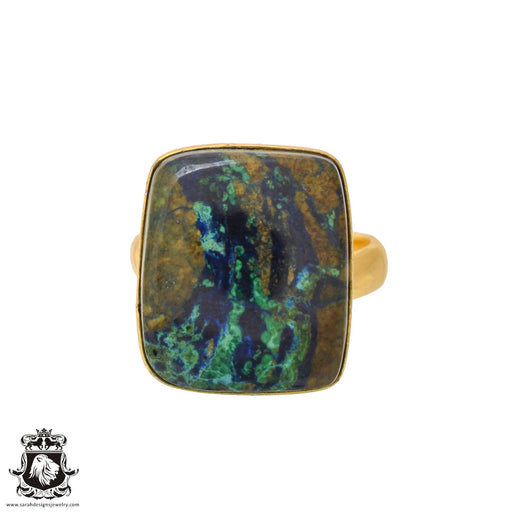 Size 8.5 - Size 10 Ring Shattuckite 24K Gold Plated Ring GPR1095