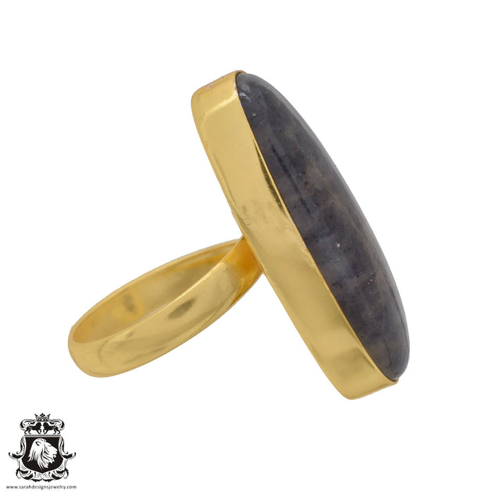 Size 8.5 - Size 10 Ring Super 7 Cacoxenite 24K Gold Plated Ring GPR1120