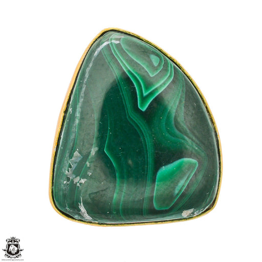 Size 8.5 - Size 10 Ring Malachite 24K Gold Plated Ring GPR1324