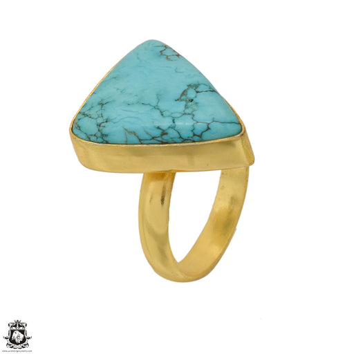Size 6.5 - Size 8 Adjustable Tibetan Turquoise 24K Gold Plated Ring GPR1601