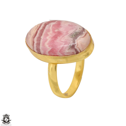 Size 10.5 - Size 12 Ring Rhodochrosite 24K Gold Plated Ring GPR1627