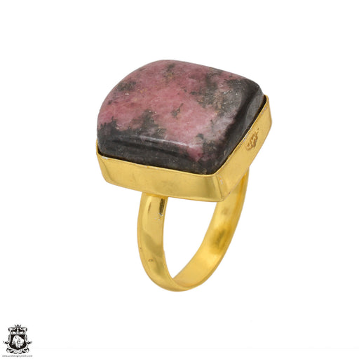Size 9.5 - Size 11 Ring Rhodonite 24K Gold Plated Ring GPR1628