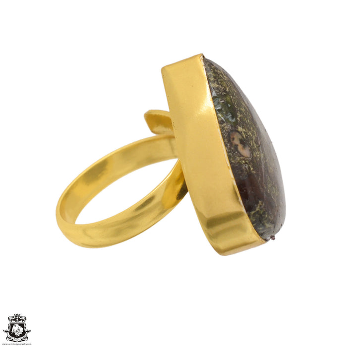 Size 7.5 - Size 9 Ring Dragon Blood Stone 24K Gold Plated Ring GPR1633