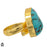 Size 8.5 - Size 10 Ring Tibetan Turquoise Nugget 24K Gold Plated Ring GPR1381