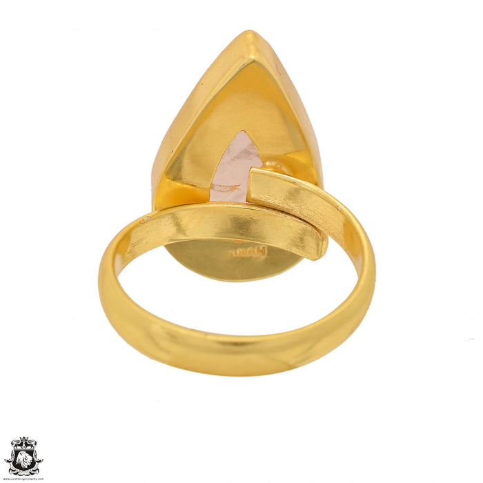 Size 9.5 - Size 11 Ring Rose Quartz 24K Gold Plated Ring GPR1390
