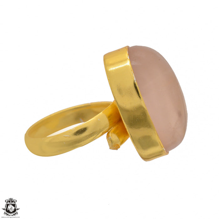 Size 7.5 - Size 9 Ring Rose Quartz 24K Gold Plated Ring GPR1391
