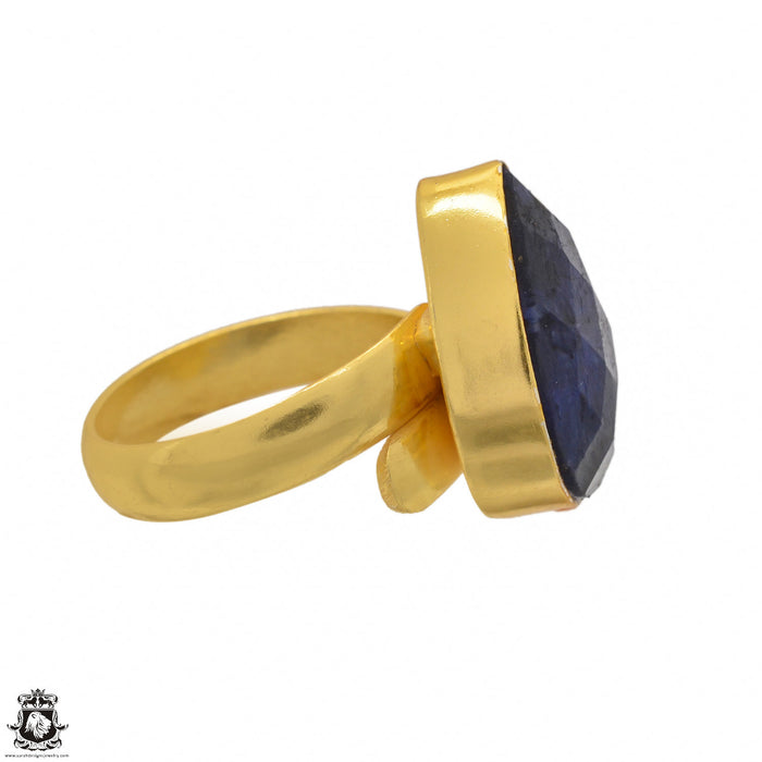 Size 8.5 - Size 10 Ring Sapphire 24K Gold Plated Ring GPR1403