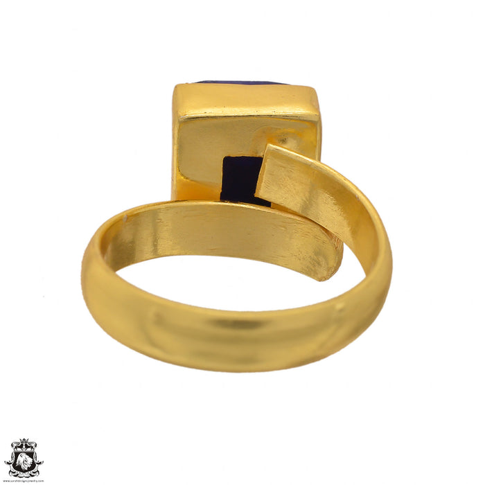 Size 5.5 - Size 7 Adjustable Sapphire 24K Gold Plated Ring GPR1406