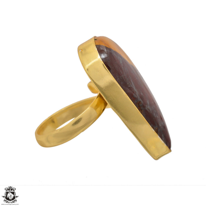 Size 7.5 - Size 9 Ring Mookaite 24K Gold Plated Ring GPR1409