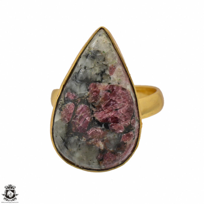 Size 7.5 - Size 9 Ring Eudialyte 24K Gold Plated Ring GPR1438