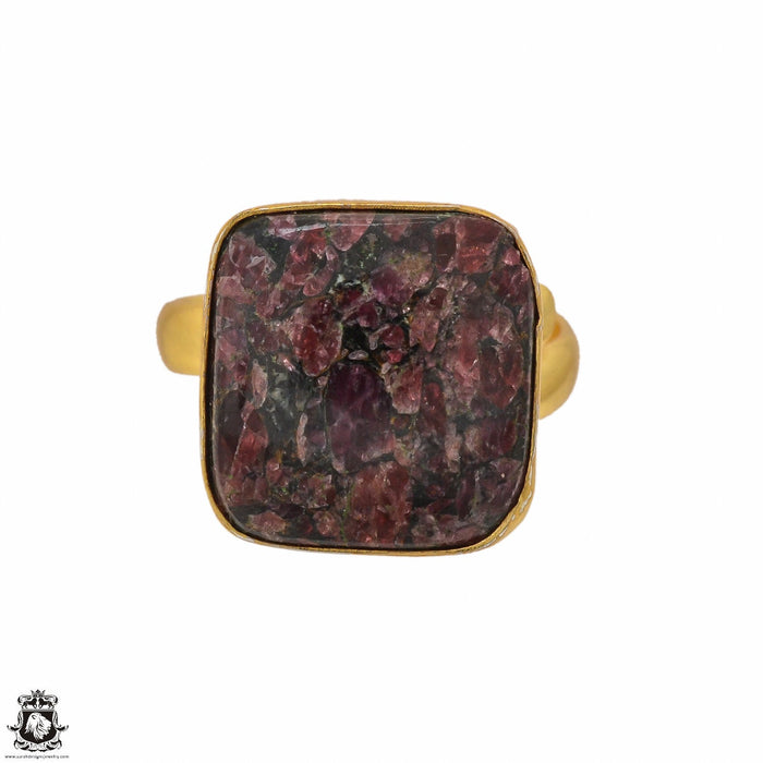 Size 9.5 - Size 11 Ring Eudialyte 24K Gold Plated Ring GPR1439