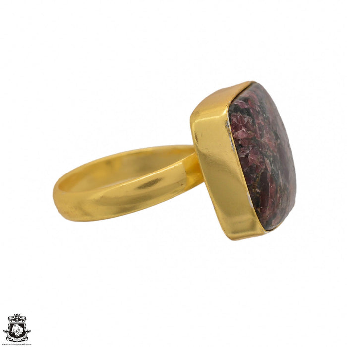 Size 9.5 - Size 11 Ring Eudialyte 24K Gold Plated Ring GPR1439