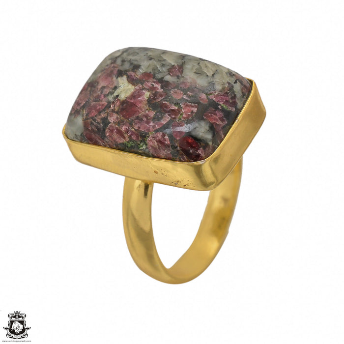 Size 8.5 - Size 10 Ring Eudialyte 24K Gold Plated Ring GPR1443