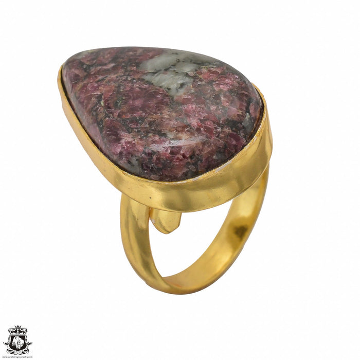Size 8.5 - Size 10 Ring Eudialyte 24K Gold Plated Ring GPR1444