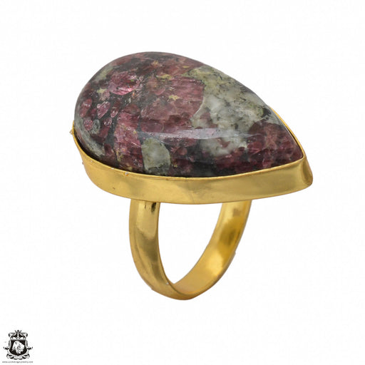 Size 8.5 - Size 10 Ring Eudialyte 24K Gold Plated Ring GPR1445