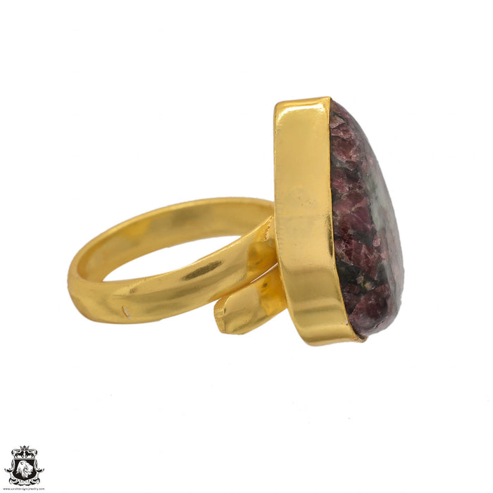Size 7.5 - Size 9 Ring Eudialyte 24K Gold Plated Ring GPR1446