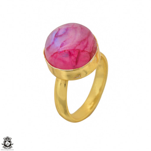 Size 7.5 - Size 9 Ring Pink Moonstone 24K Gold Plated Ring GPR1470