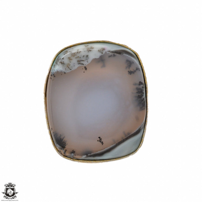 Size 7.5 - Size 9 Ring Dendritic Opal Merlinite 24K Gold Plated Ring GPR1481