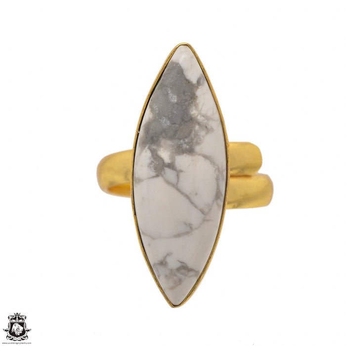 Size 7.5 - Size 9 Ring Dendritic Opal Merlinite 24K Gold Plated Ring GPR1482